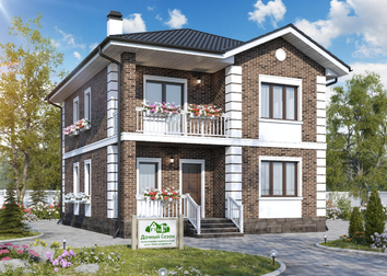 Standardni projekti ciglenih kuća i vikendica s potkrovljem, s balkonom